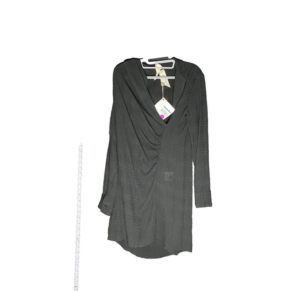 Annie P Women's Black Cowl Neck Long Sleeve Midi Dress Size 38 NWT